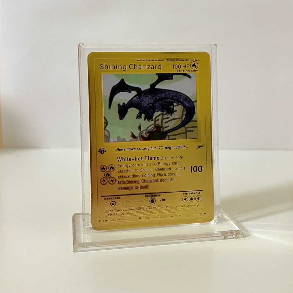 Pokemon Shining Charizard 107/105 METAL GOLD CARD Card Collectible/Gift/Display